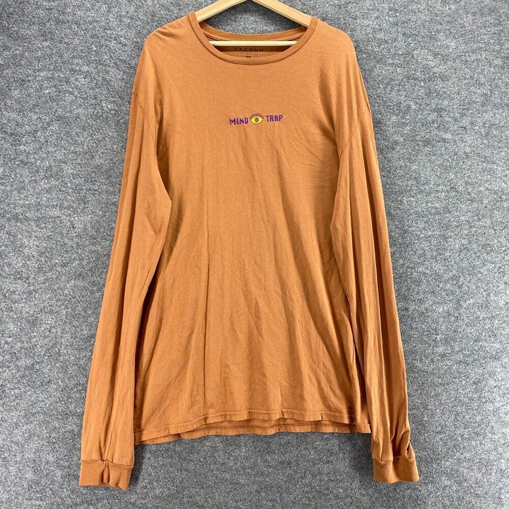 5/$45 PacSun T-Shirt Women L Large Brown Long Sleeve Round Neck Cotton Pullover